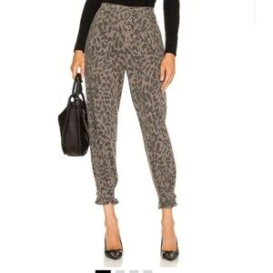 Pistola Tammy High Rise Trouser Cropped Jeans Buttons Leopard Jaguar Print 26